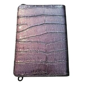 Buxton Croc Embossed Metallic Purple‎ Folio Organizer Tablet E-Reader Cover Case